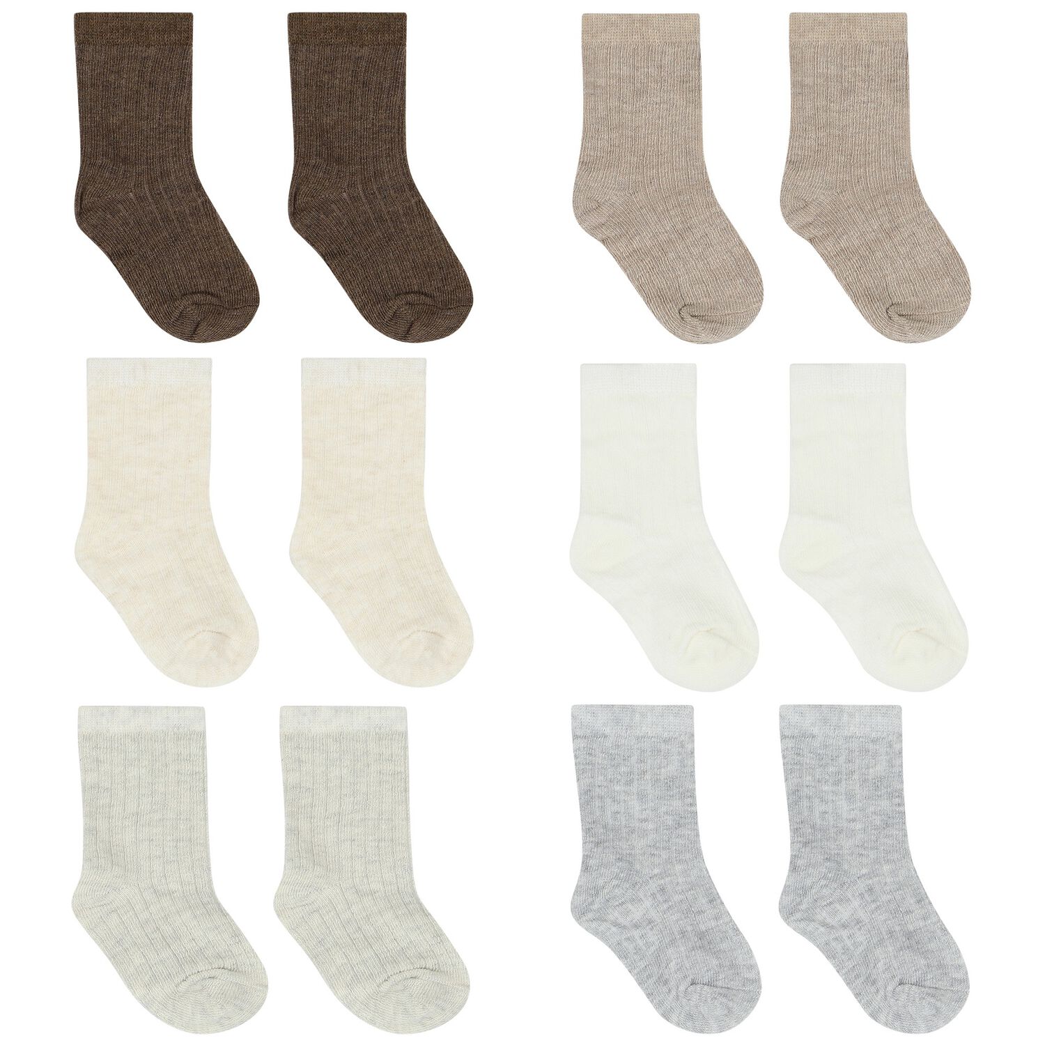 Ivory, Grey, White & Beige Socks (6 Pack), 3, hi-res image number null