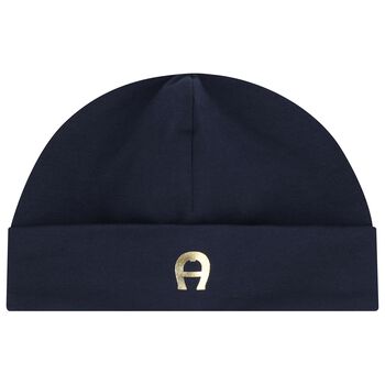 Baby Boys Navy Blue Logo Hat