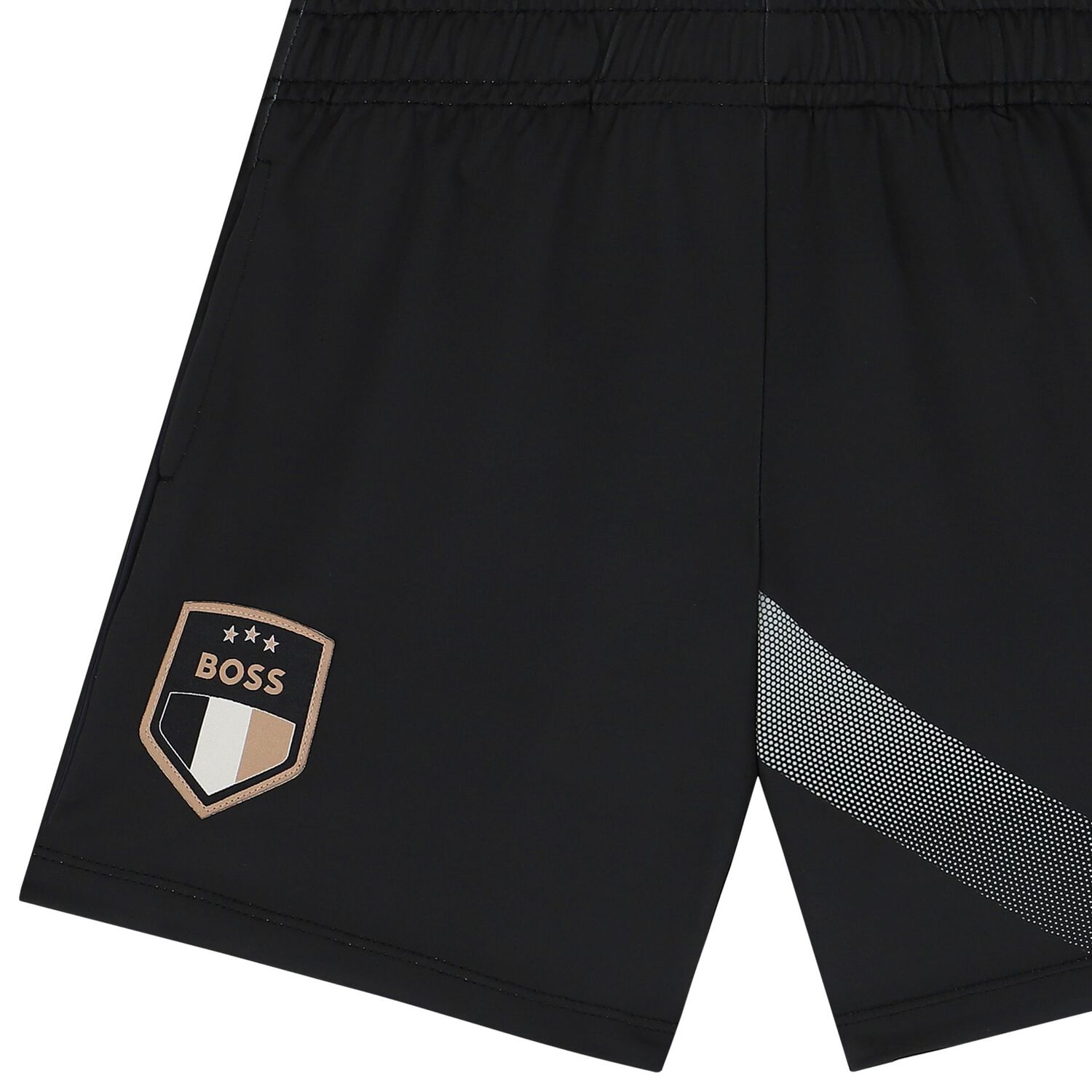 Boys Black Logo Shorts, 1, hi-res
