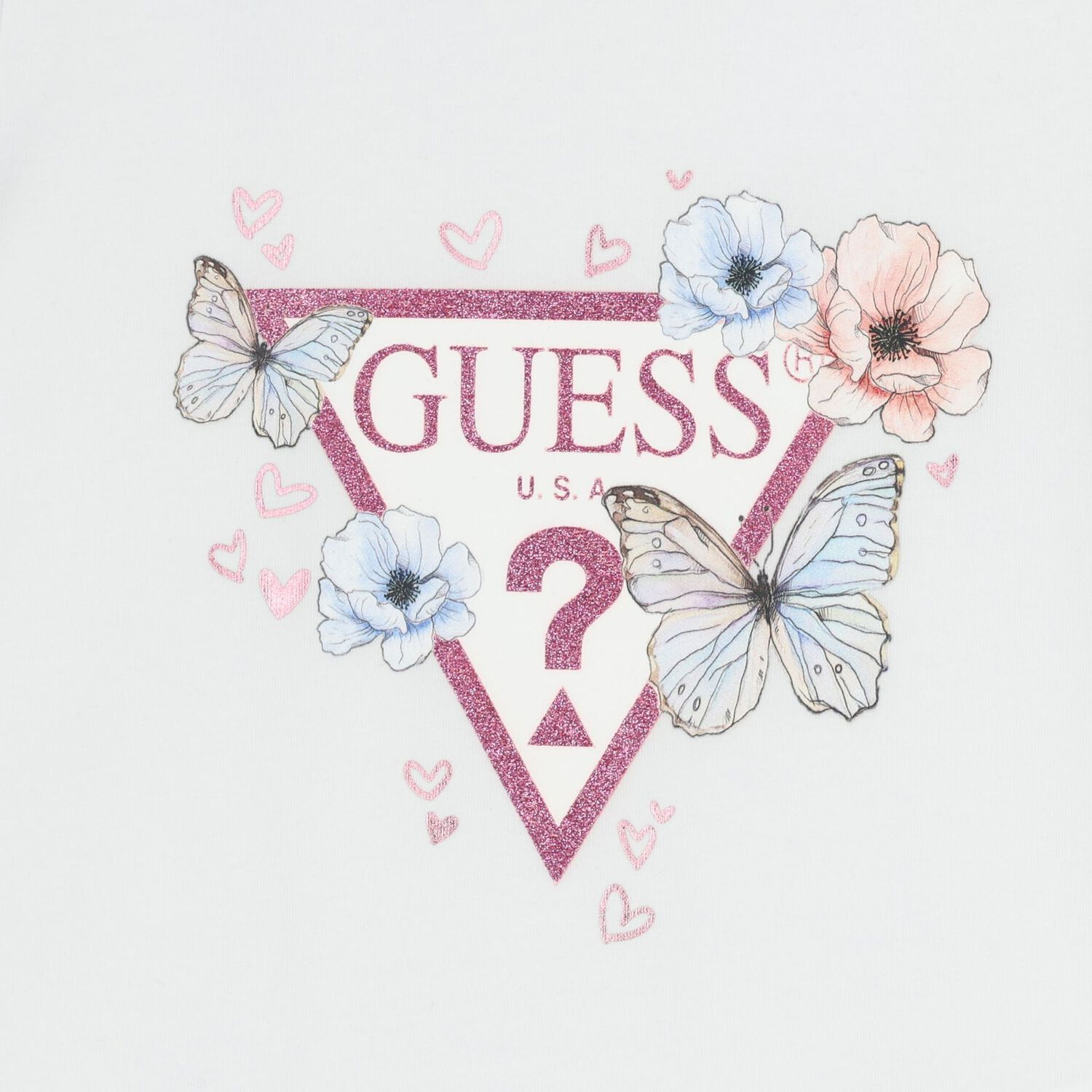 Girls White & Blue Floral Skirt Set, 1, hi-res