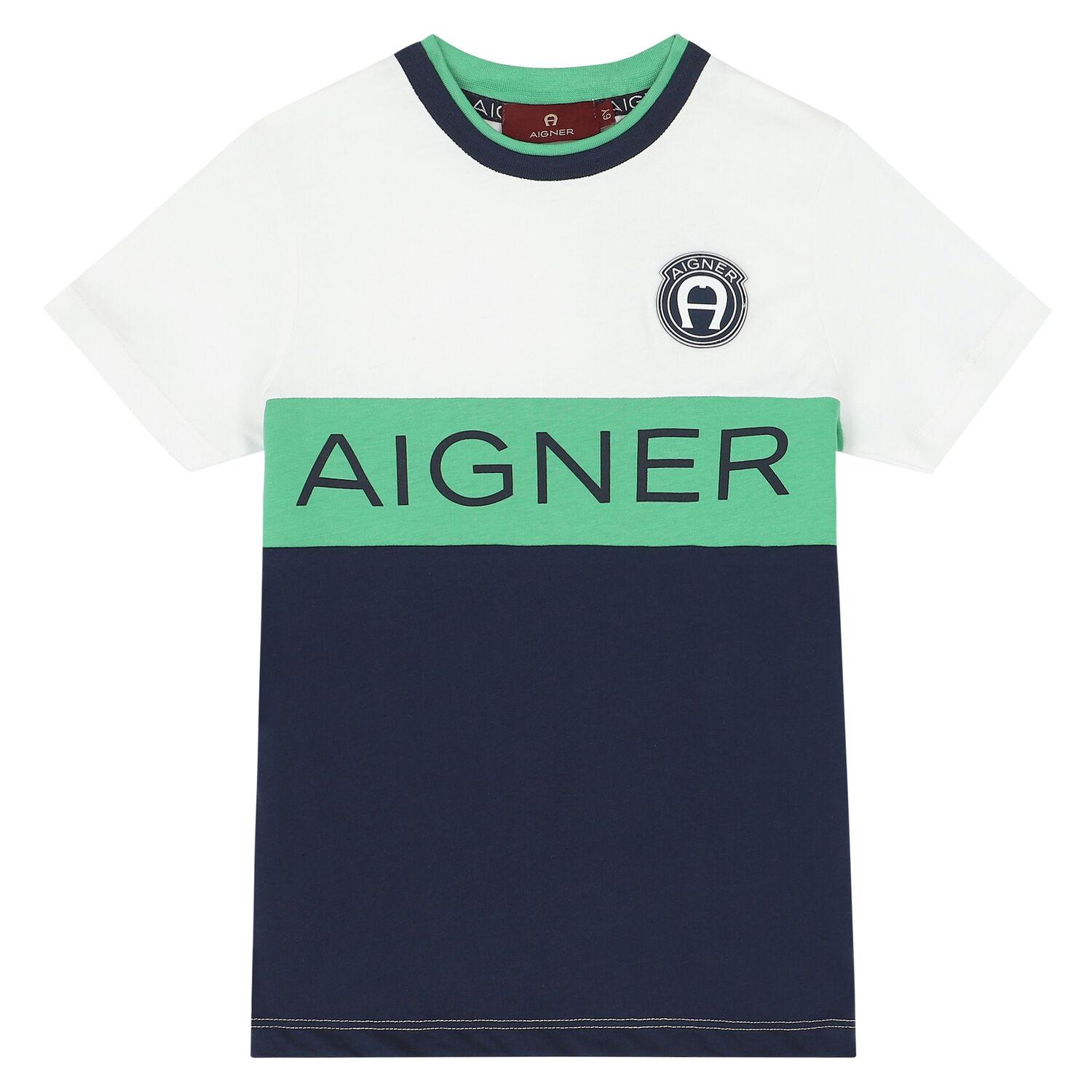 Boys White & Navy Logo T-Shirt, 1, hi-res