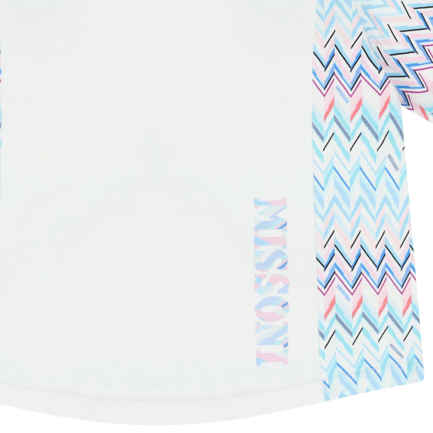 تيشيرت زيجزاج باللونين الابيض و الازرق للبنات , 1, hi-res