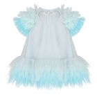 Baby Girls Blue Ruffled Tulle Dress Set, 1, hi-res