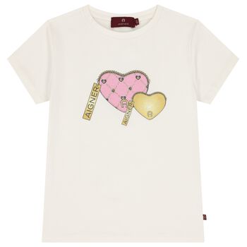 Girls Ivory Heart Bag T-Shirt