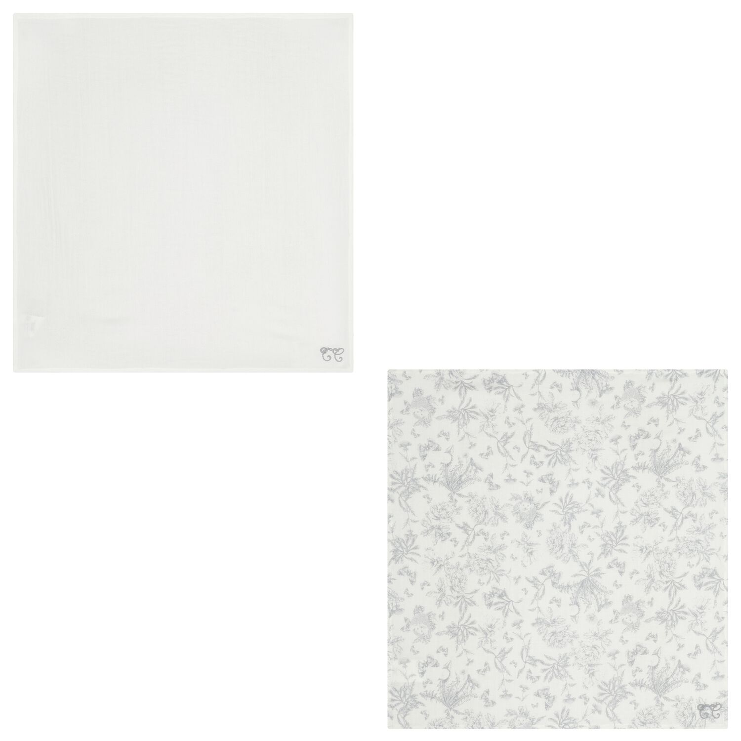 Grey & White Toile De Jouy Muslin Swaddles ( 2-Pack ), 2, hi-res