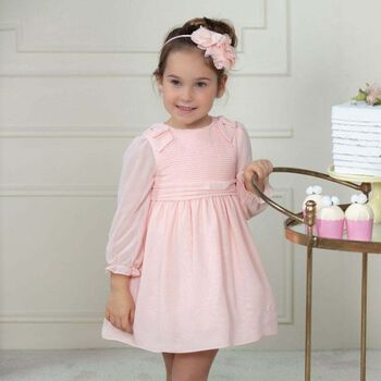 Younger Girls Pale Pink Chiffon Dress