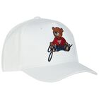 Boys White Teddy Bear Cap, 1, hi-res