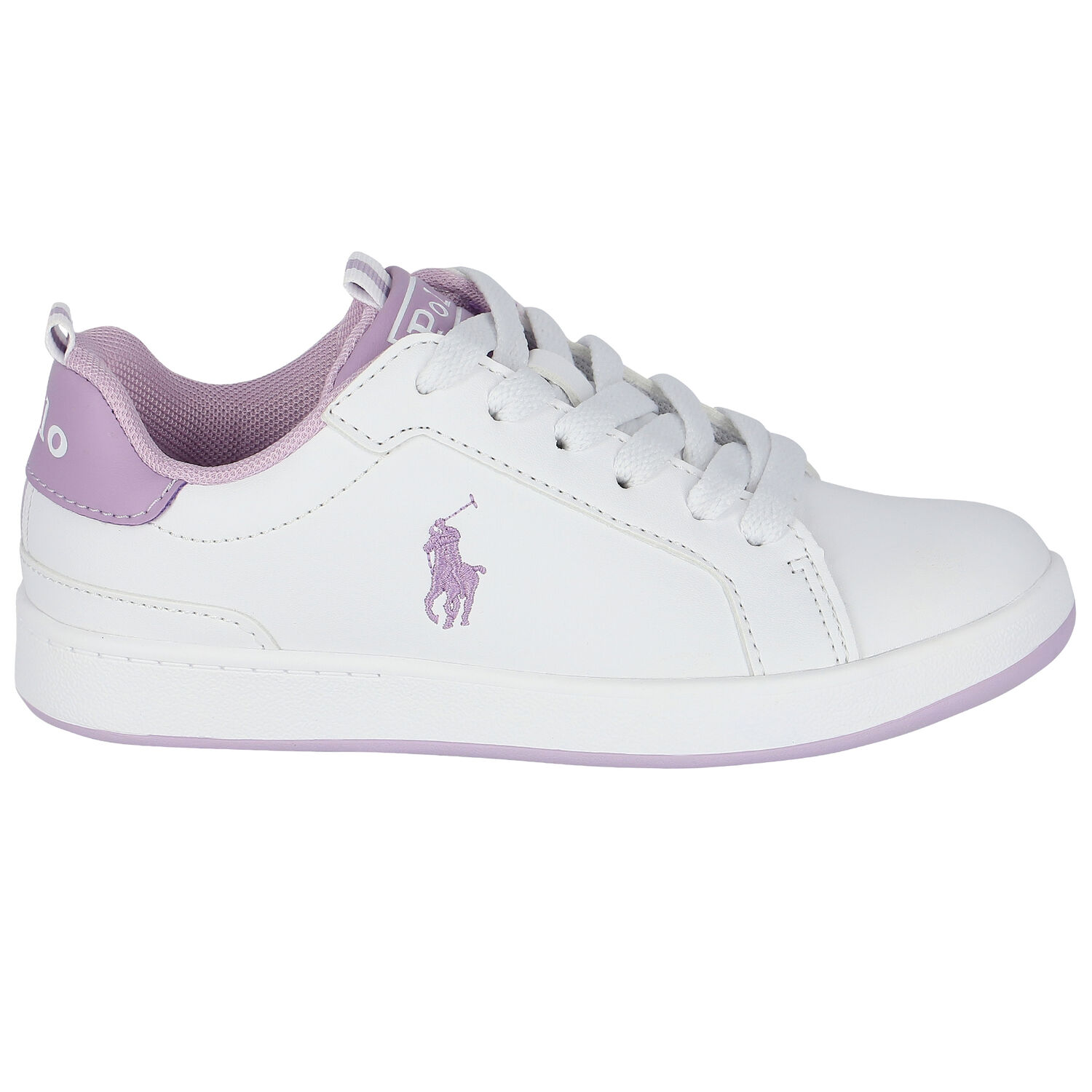 Girls White & Purple Logo Trainers, 1, hi-res image number null