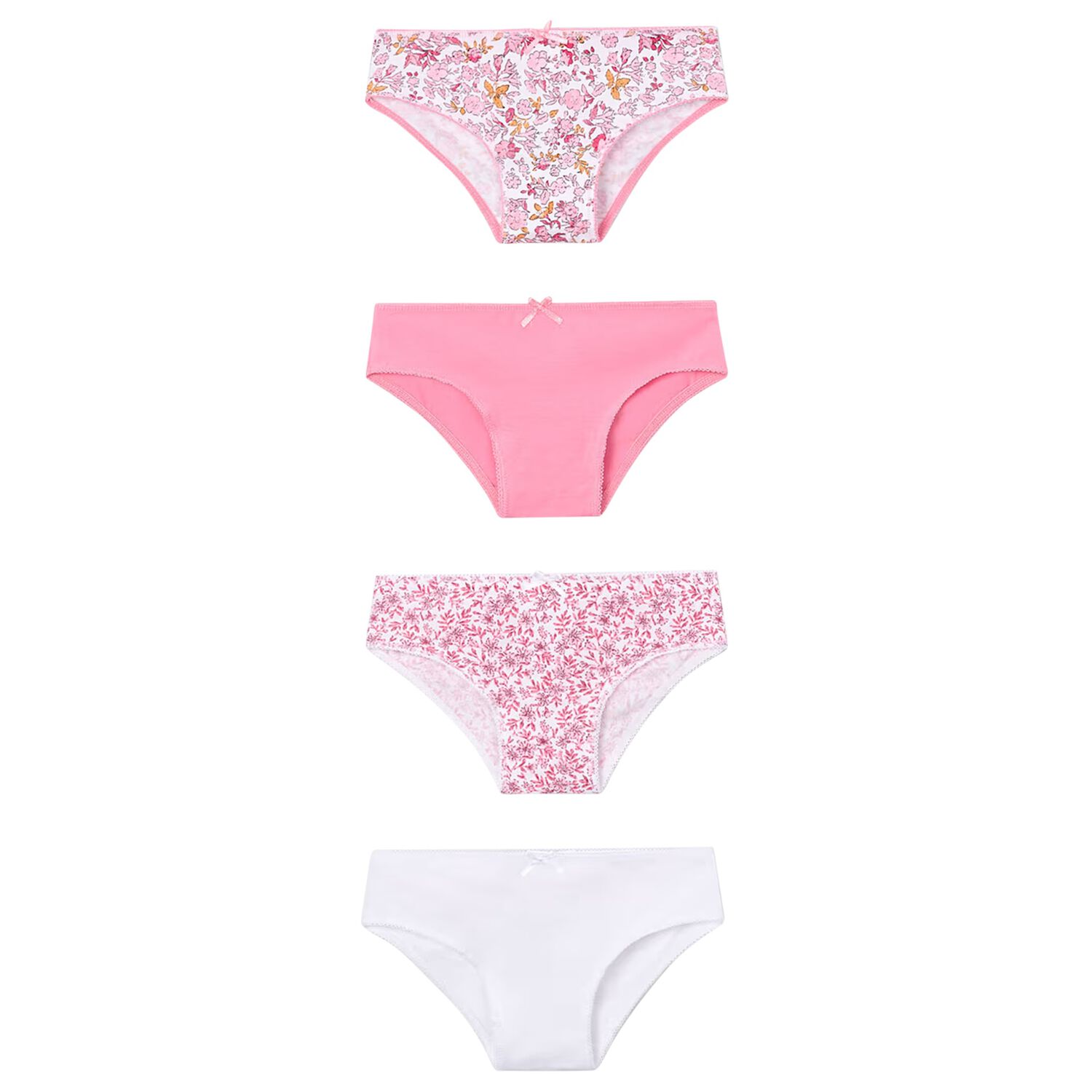 Girls White & Pink Knickers (4-Pack), 2, hi-res