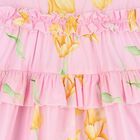 Girls Pink Ruffled Floral Dress, 1, hi-res