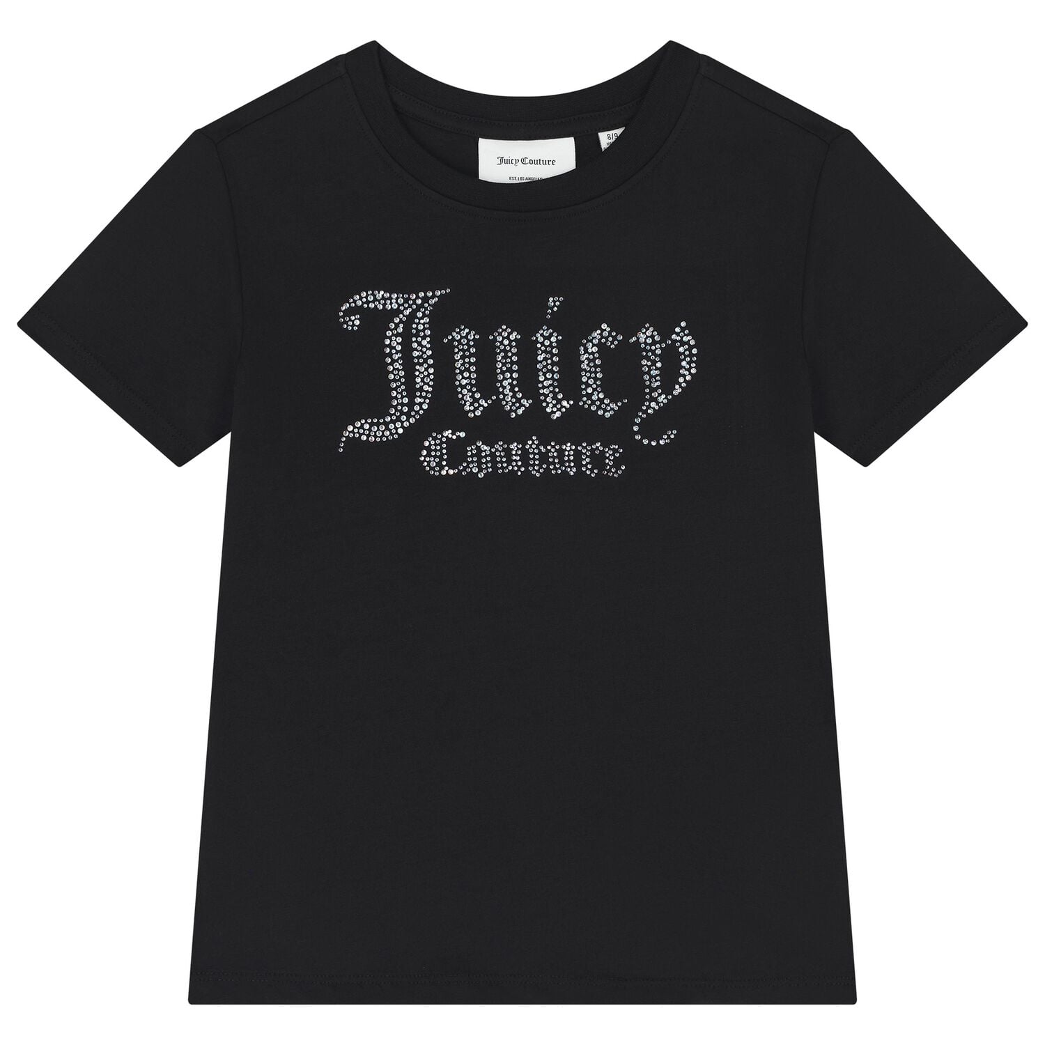 Girls Black Crystal Embellished Diamant&eacute; Logo T-Shirt, 2, hi-res
