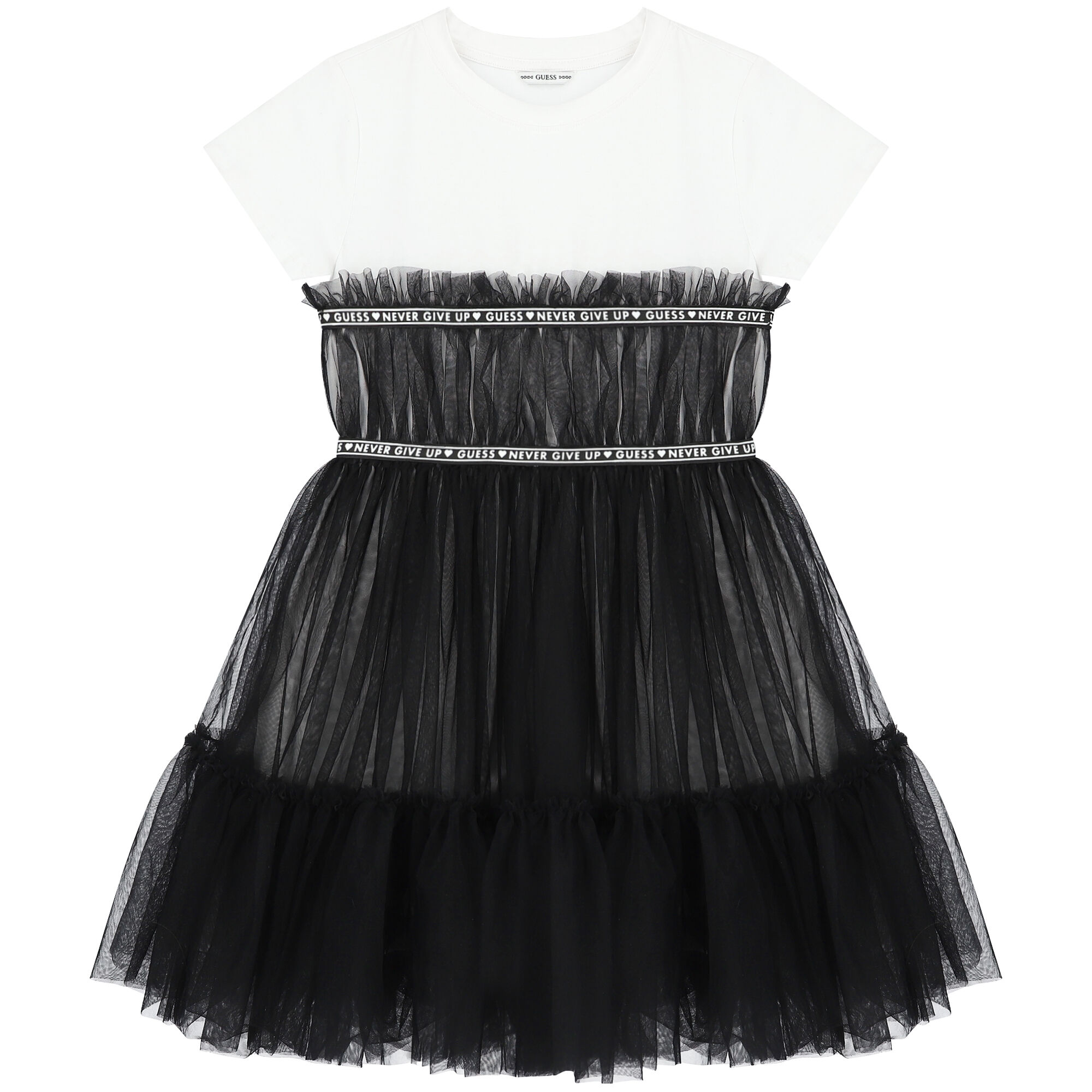 Guess Girls White Black Logo Dress Junior Couture UAE