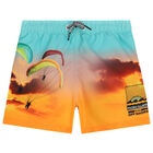 Boys Blue & Orange Parachute Swim Shorts, 3, hi-res