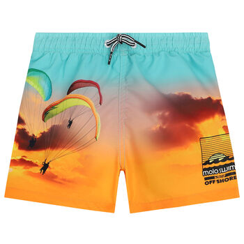 Boys Blue & Orange Parachute Swim Shorts