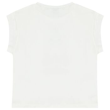 Girls White Sequin T-Shirt
