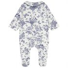 Ivory & Navy Blue Toile De Jouy Babygrow, 2, hi-res