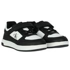 Boys Black & White Logo Trainers, 1, hi-res