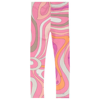Girls Pink Marmo Leggings