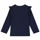 Girls Navy Logo Long Sleeve Top, 1, hi-res