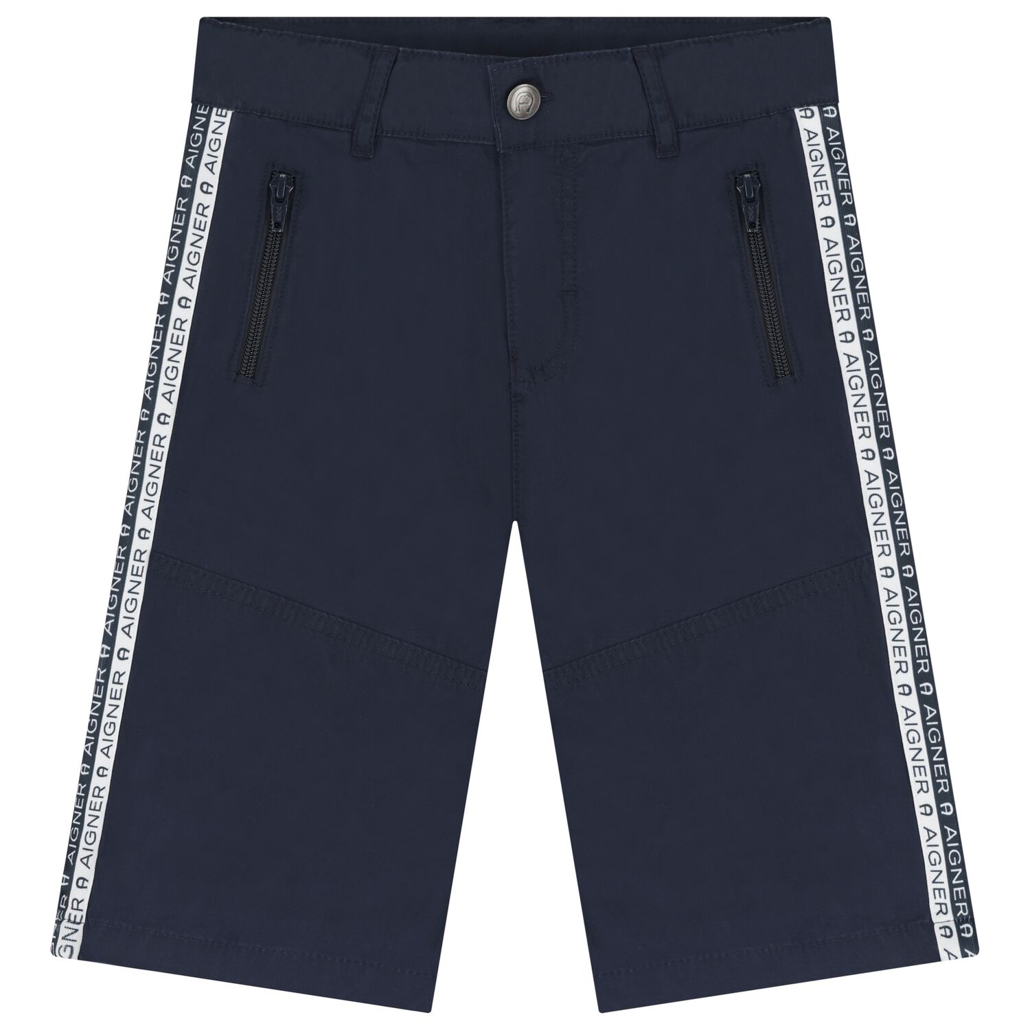 Boys Navy Blue Logo Shorts, 3, hi-res