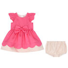 Baby Girls Pink & Ivory Bow Dress Set, 1, hi-res