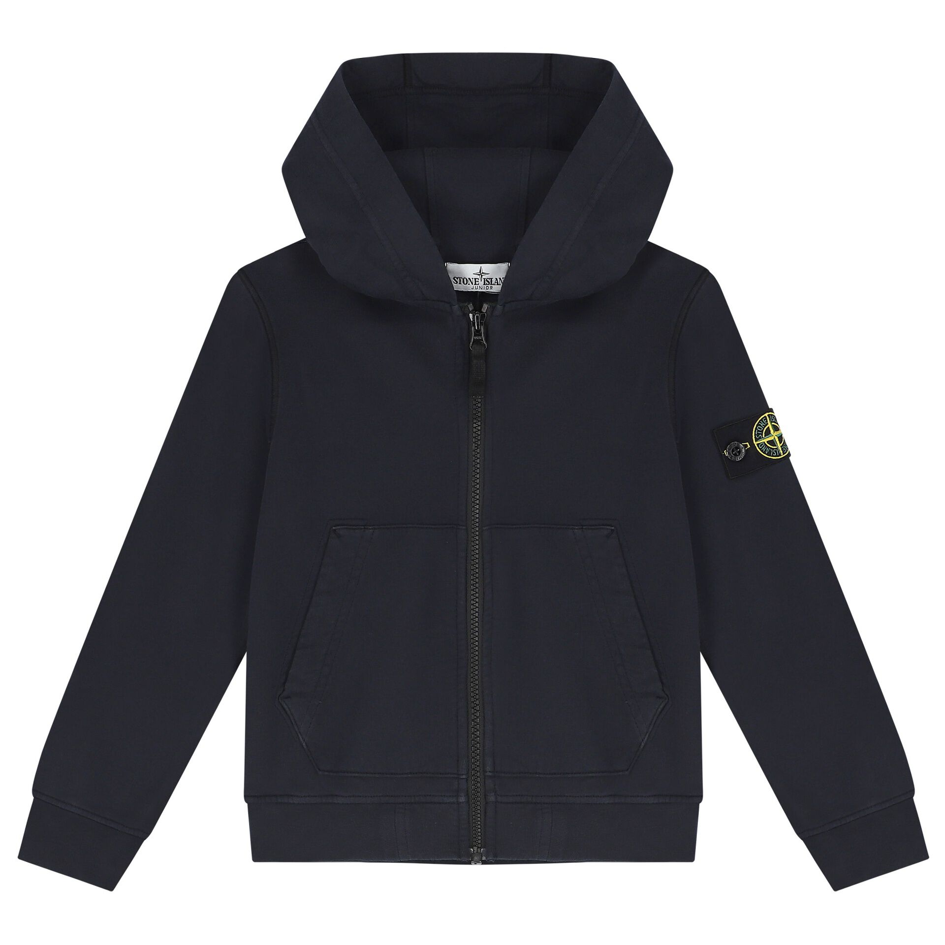 Stone Island Boys Blue Logo Hooded Zip Up Top Junior Couture UAE