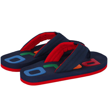 Boys Navy Blue Logo Flip-Flops