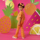 Girls Pink, Orange & Yellow Striped Hair Clip, 1, hi-res