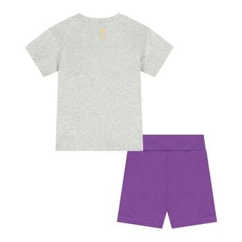 Younger Girls Grey & Purple Disney Shorts Set