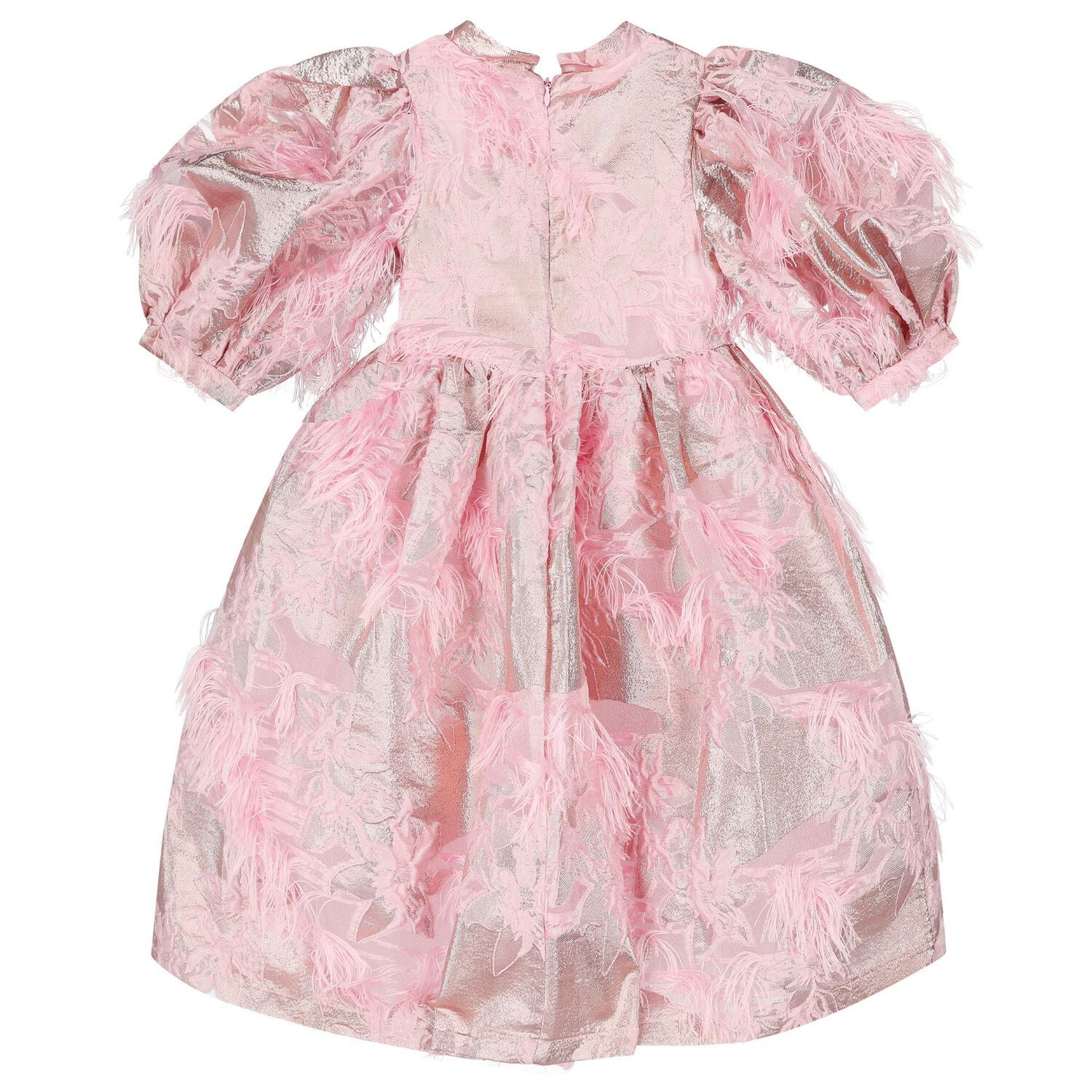 Girls Pink Floral Jacquard Dress, 1, hi-res image number null
