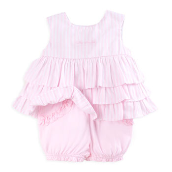 Girls Pink Striped Short Set