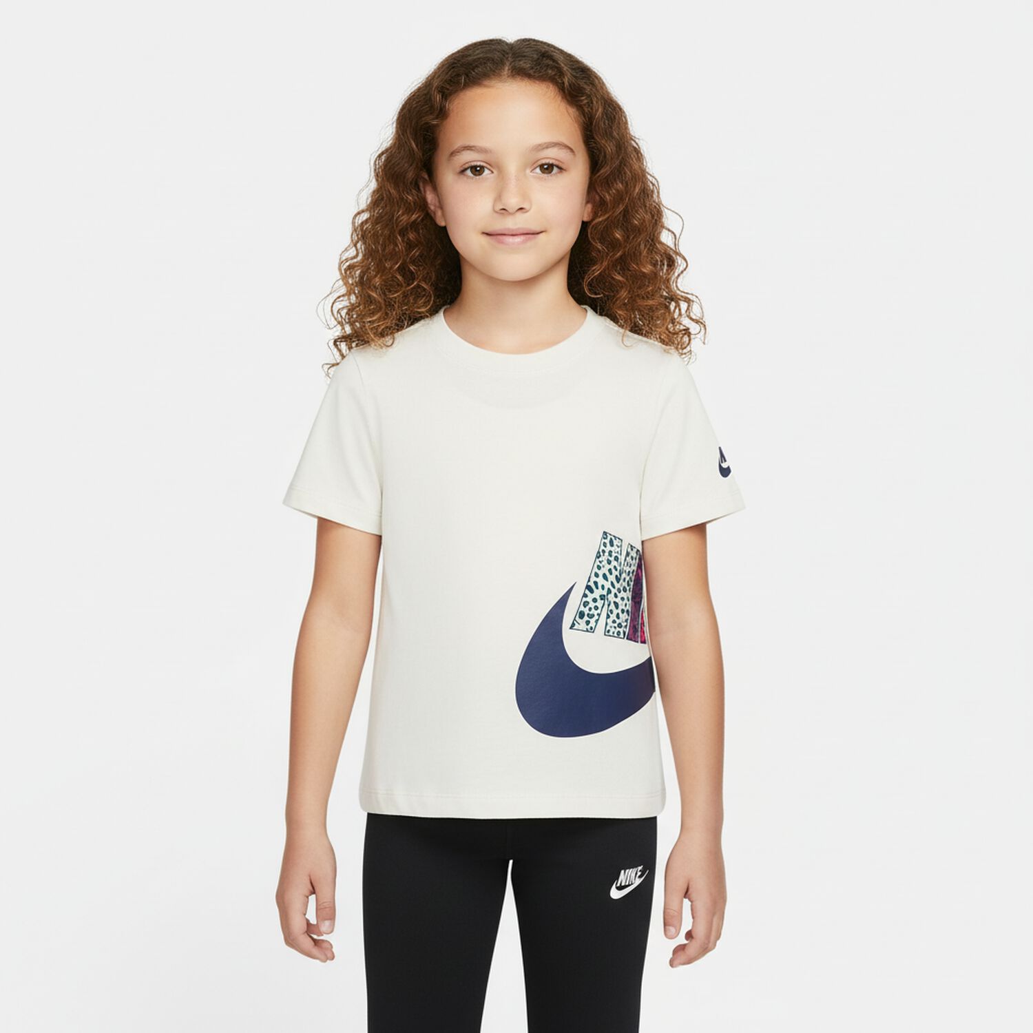 Girls White Logo T-Shirt, 3, hi-res