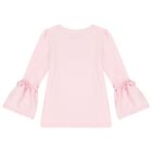 طقم تنورة بنات بشعار و فيونكة باللون الوردي, 1, hi-res