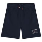 Boys Navy Blue Logo Shorts, 2, hi-res