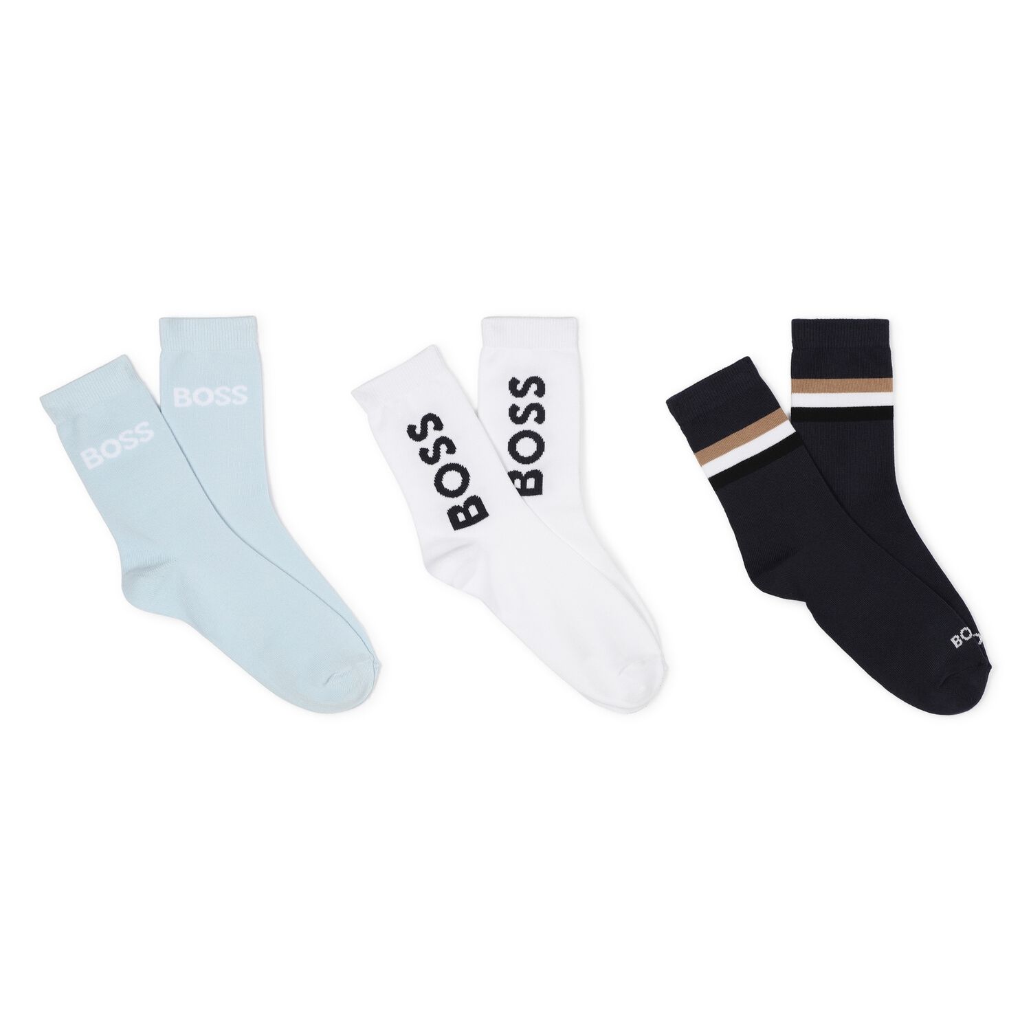 Boys White, Blue & Black Socks ( 3-Pack ), 2, hi-res