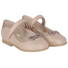 Younger Girls Rose Gold Diamante Bow Shoes, 2, hi-res