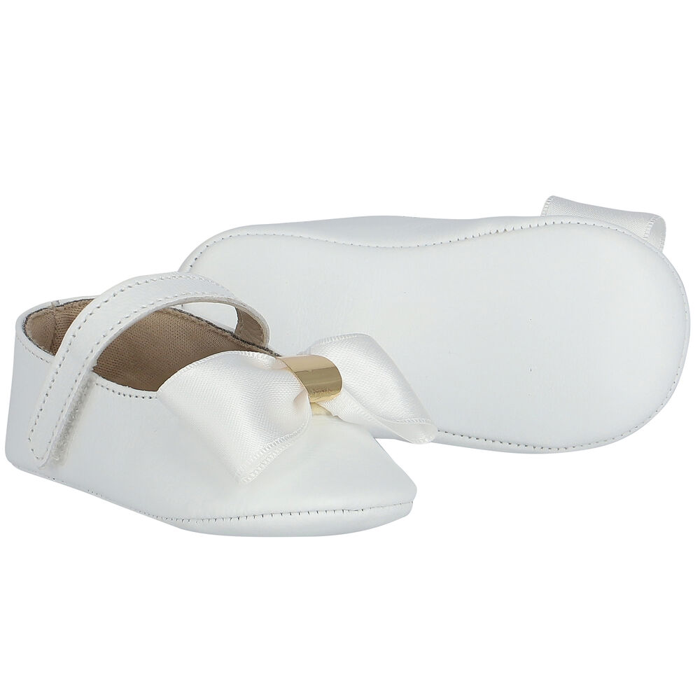 Babywalker Baby Girls White Bow Shoes Junior Couture UAE