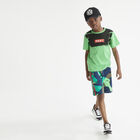 Boys Blue & Green Logo Shorts, 1, hi-res