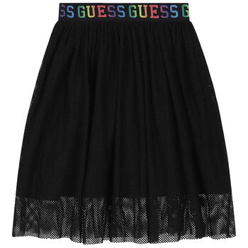 Girls Black Logo Mesh Skirt