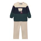 Younger Boys Beige Teddy Bear Trouser Set, 1, hi-res
