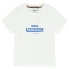 طقم شورت أولاد بالشعار باللون الأبيض و الأزرق, 1, hi-res