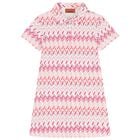 Girls Pink & White Logo Zig Zag Polo Dress, 1, hi-res