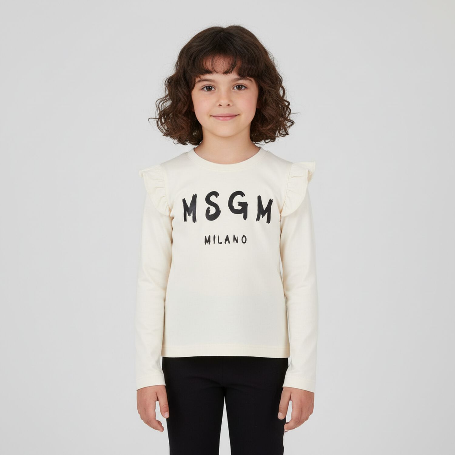 Younger Girls Ivory & Black Leggings Set, 1, hi-res