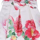 Girls White Floral Print Dress, 1, hi-res