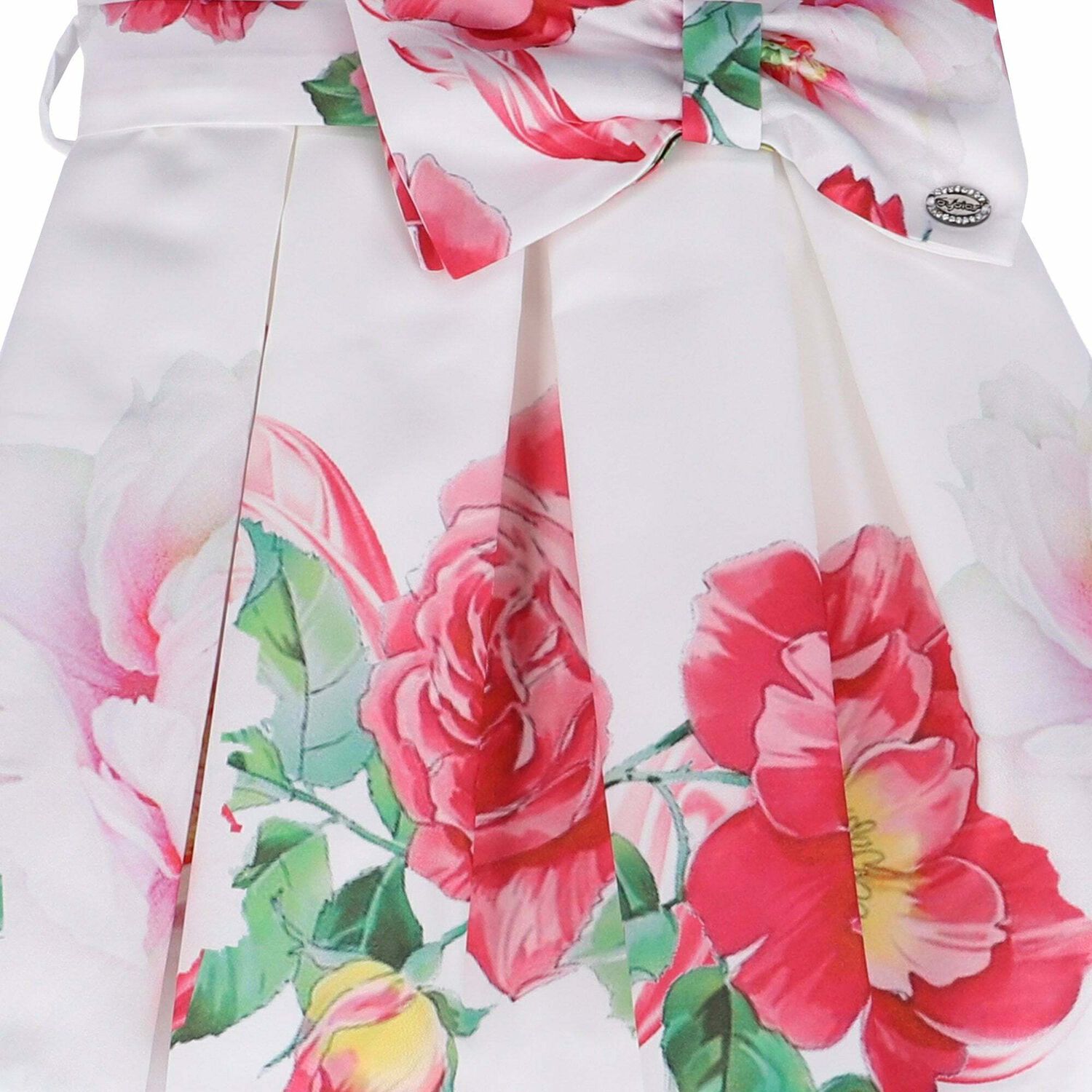 Girls White Floral Print Dress, 1, hi-res image number null