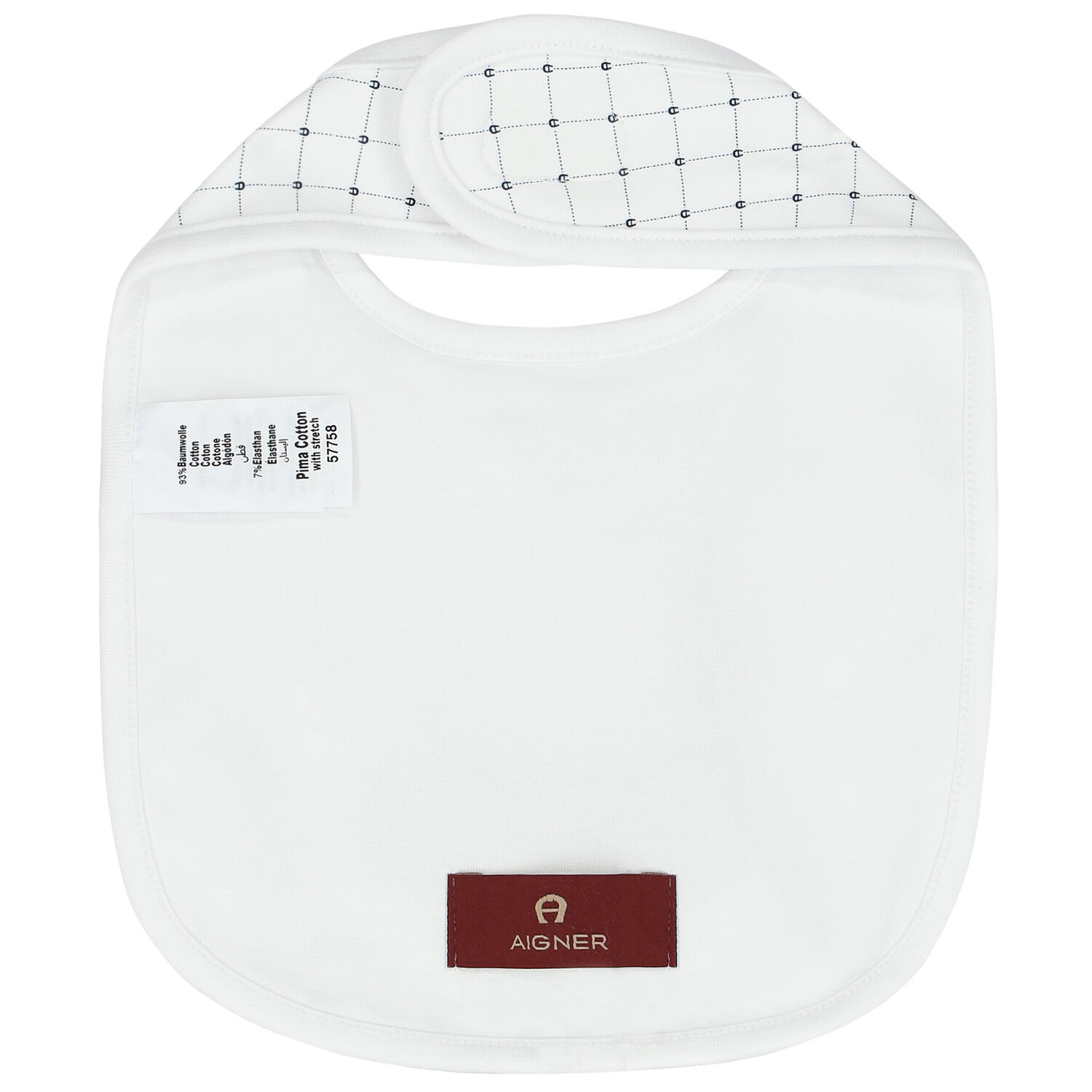 Baby Boys White Pima Cotton Logo Bib, 1, hi-res image number null