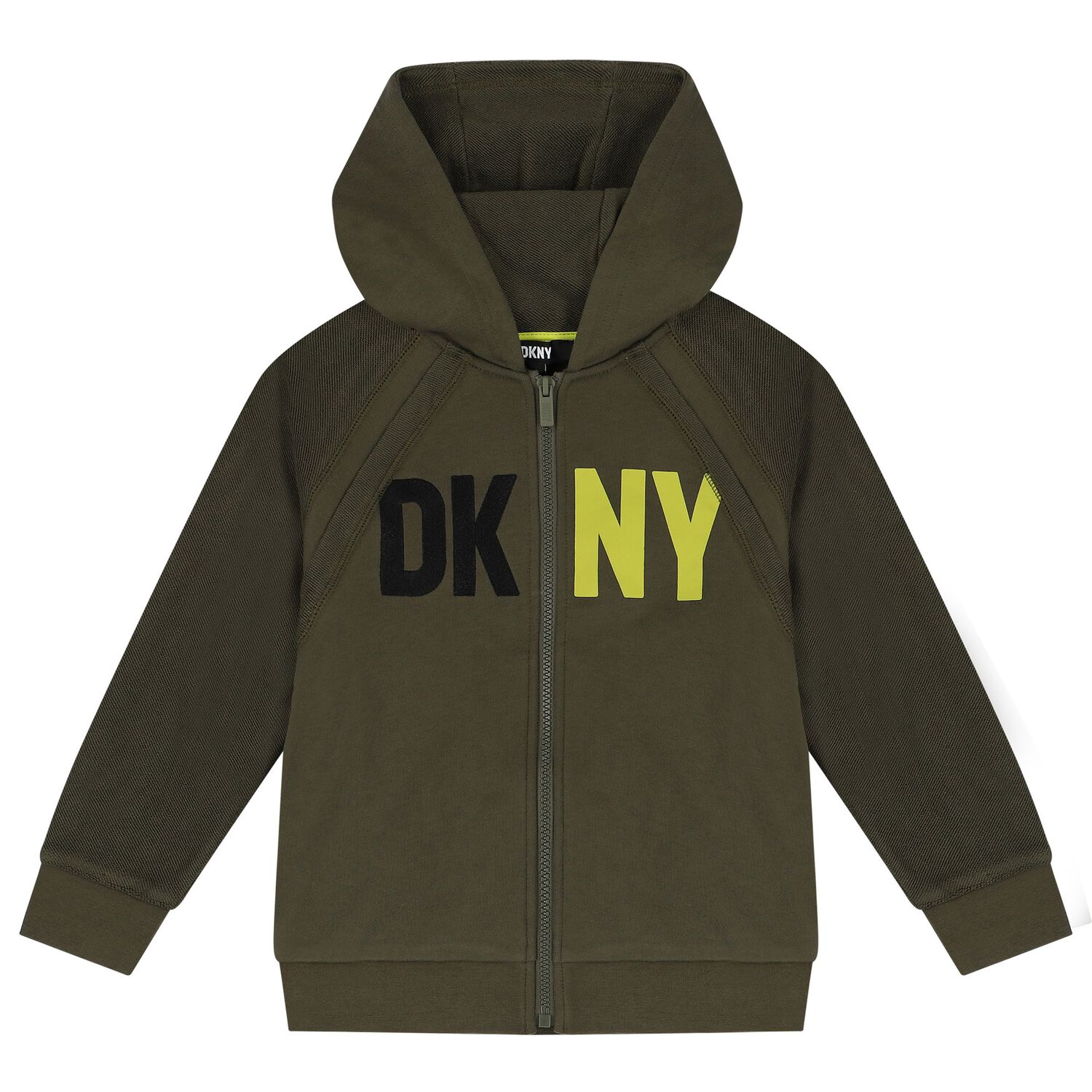 Boys Khaki Logo Hooded Zip Up Top, 2, hi-res