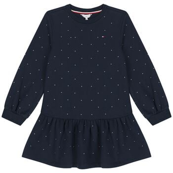 Girls Navy Blue Embellished Dress