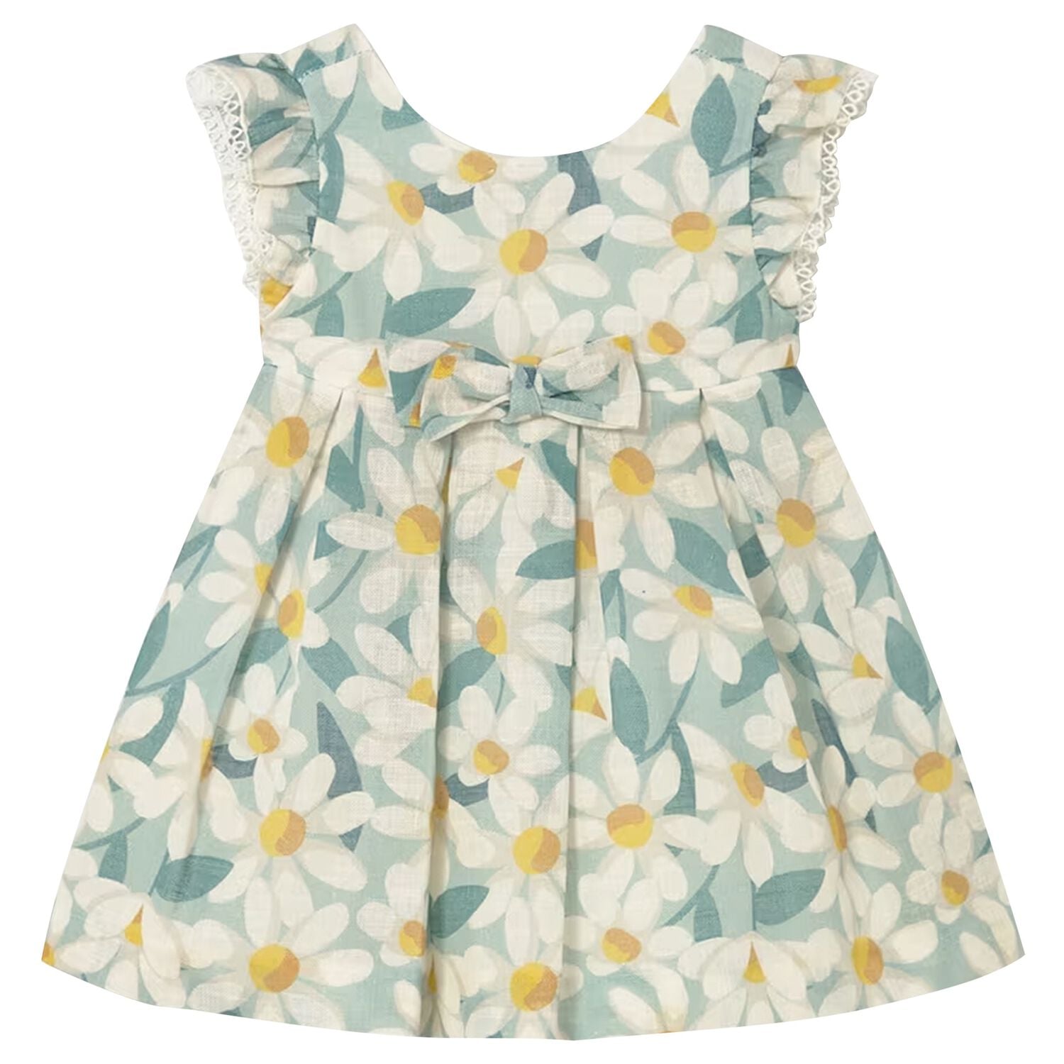 Younger Girls Green Floral Dress, 2, hi-res