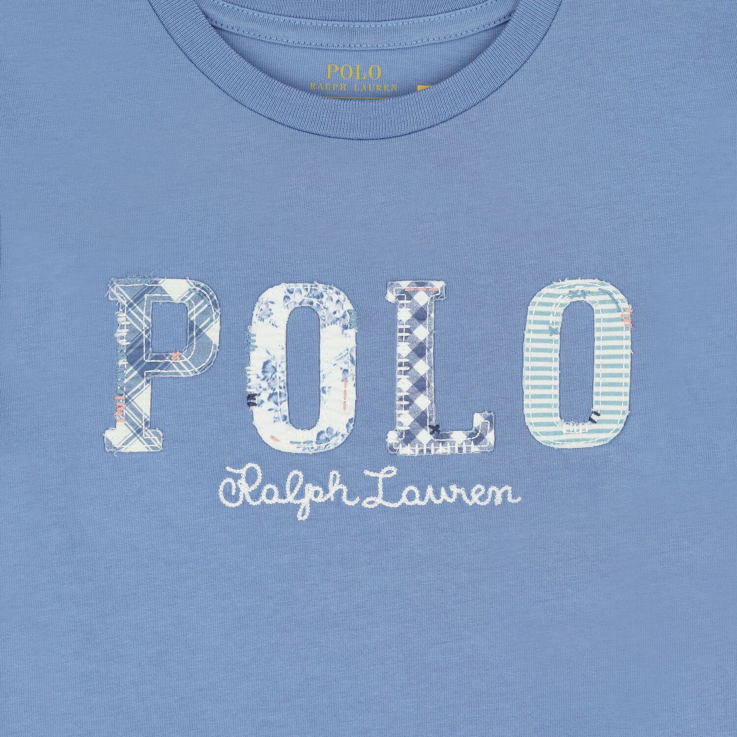 تيشيرت بنات بالشعار باللون الأزرق, 2, hi-res